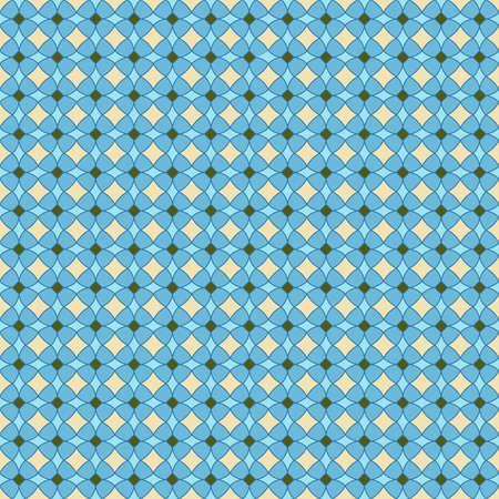 Seamless, Vector Image of Stylized Rhombuses and Squares in Bluish-Beige Tones. Possible Applications in Design and Textilesのイラスト素材