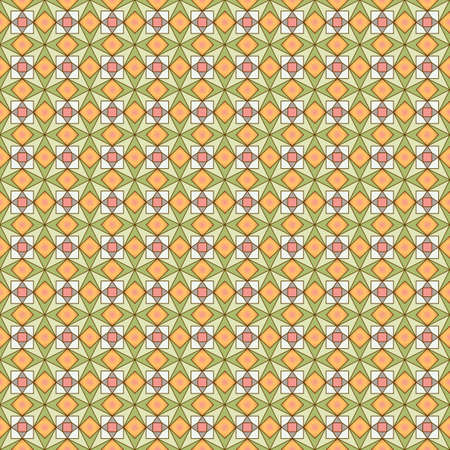 Seamless, Vector Image of Stylized Rhombuses and Squares in Yellow-Green Tones. Possible Applications in Design and Textilesのイラスト素材