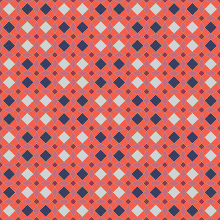 Seamless, Vector Image of Stylized Rhombuses, Squares and Trapezoids in Muted Orange Tones. Possible Applications in Design and Textilesのイラスト素材