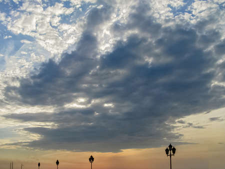 The Accumulation of Cumulus Clouds Formed a Fabulous Heavenly Carpet, Illuminated by The Dawn Sunの写真素材