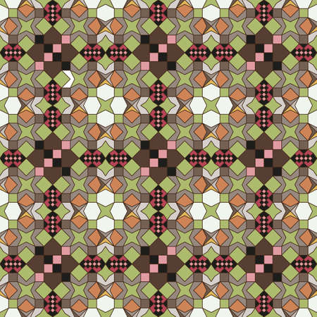 Seamless, Vector Image of a Mosaic of Geometric Shapes and Lines, In Brown and Beige Tones. Possible...