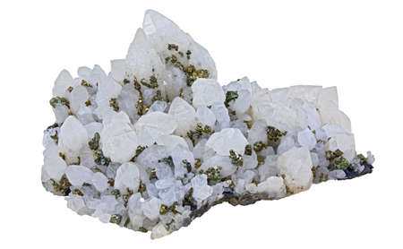 Collection Mineral, Mountain Quartz Interspersed with Pyrite. Isolated On White Backgroundの写真素材