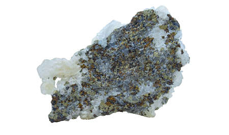 Collection Mineral, Mountain Quartz Interspersed with Pyrite. bottom view. Isolated On White Backgroundの写真素材