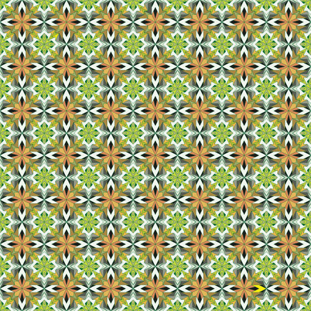 Seamless, Vector Image of Rectilinear Figures in Orange-Green Tones, Forming A Kind of Mosaic Pattern. Can Be Used in Design and Textilesのイラスト素材