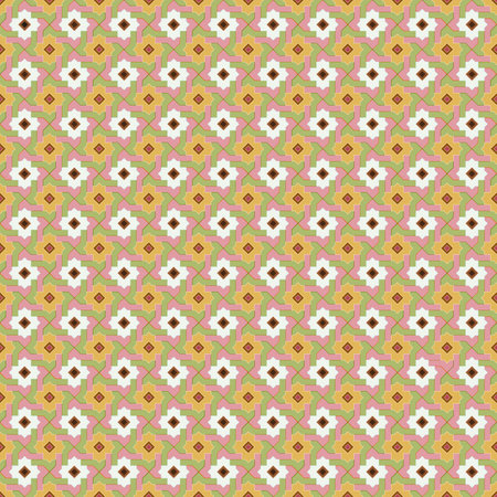 Seamless, Vector Image of Rectilinear Figures in Brownish-Greenish Tones, Forming A Kind of Mosaic Floral Pattern. Possible Applications in Design and Textilesのイラスト素材