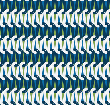 Seamless, Vector Stylized Image of Intertwining Blue and White Loops Forming a Repeating Pattern. Possible Applications in Design and Textilesのイラスト素材
