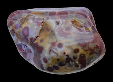 Photo of Ground, Polished Natural Stone Jasper of Variegated Color of Purple-White-Green Shade....