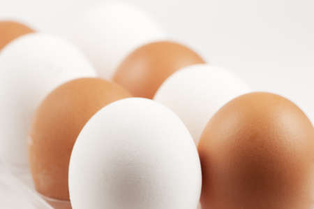 Different color eggs, close-up picture with local focus