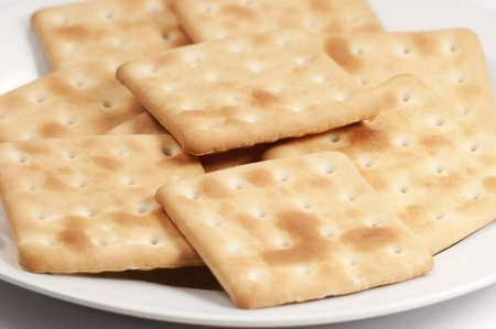 Crackers in a dish, macro shot, local focus