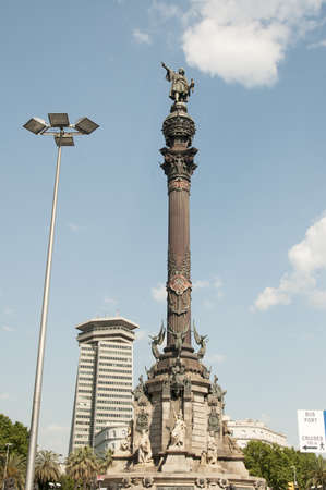 Cristobal Colon memorial view  Barcelona, Spain のeditorial素材