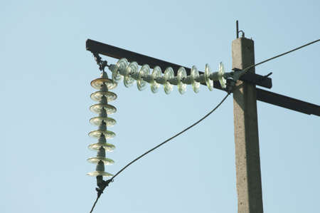 Electric power substation with high-tension linesの写真素材