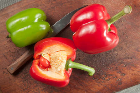 Still life with red and green paprika