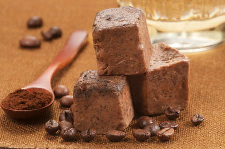 Hand-made soup with coffee and olive oilの写真素材