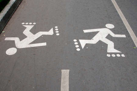 Asphalt road with marking roller lane