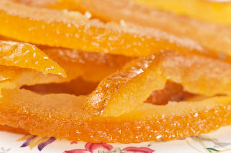 Citron pieces on a plate, close up shot, local focusの写真素材