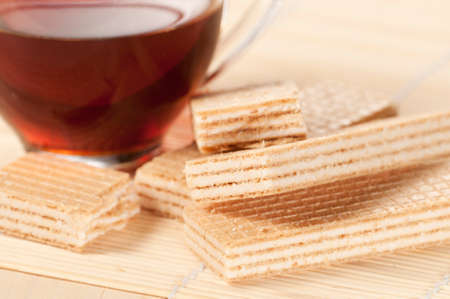 Sandwiched wafers with cream fillingの写真素材