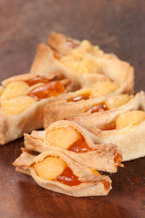 Turnover biscuit  with toffee filling, macro shot