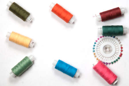 Sewing thread frame with place for text backgroundの写真素材