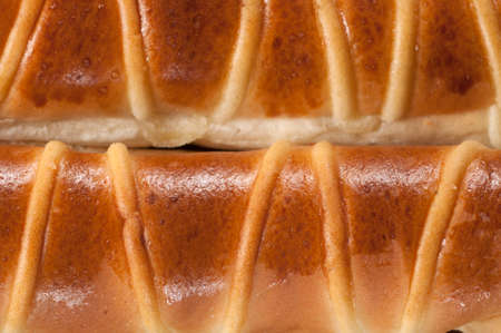 Rolls with whipped cream, close up shotの写真素材