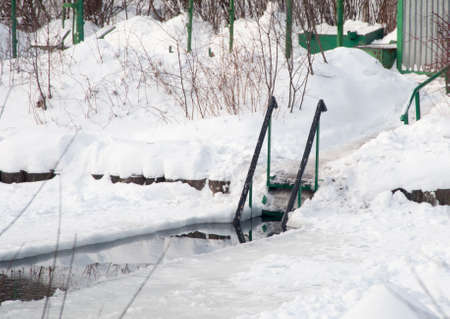 Ice-hole for winter ("walrus") swimming in Sokolniki park, Moscowの写真素材