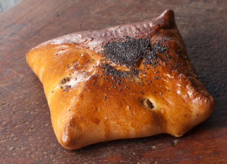 Apple pie on a timber board, close up shotの写真素材