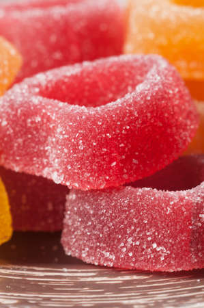 Marmalade rings on a plate, close up shot, local focusの写真素材