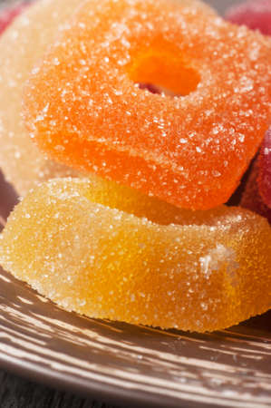 Marmalade rings on a plate, close up shot, local focusの写真素材