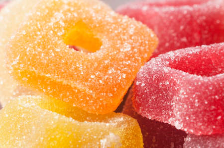 Marmalade rings on a plate, close up shot, local focusの写真素材