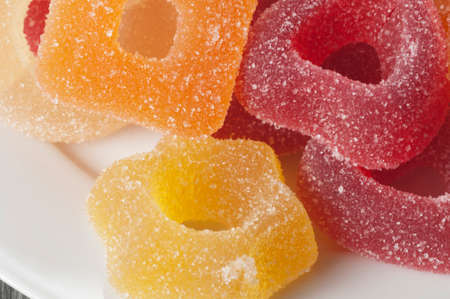 Marmalade rings on a plate, close up shot, local focusの写真素材