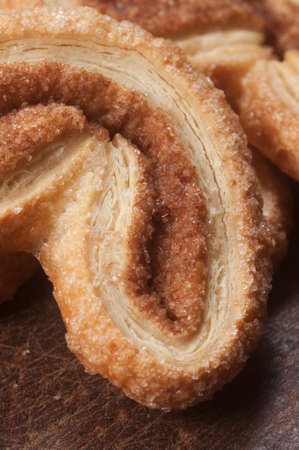 Cookies brezel with sugar and cinnamon, closeupの写真素材