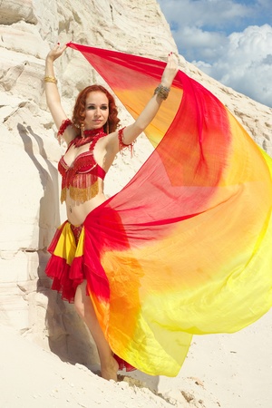 Dancer with red shawlの写真素材