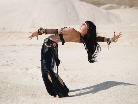 Tribal dance in sandの写真素材