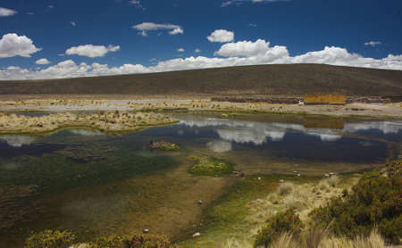 Highland lake in tha Ands, South America, Peruの写真素材