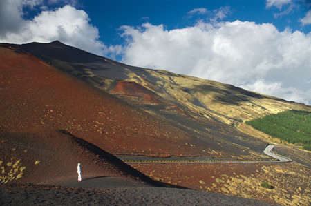 view of the Etna slope after recent ejectionの写真素材