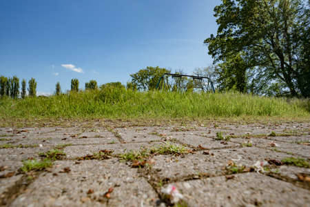 old nice cobblestones in park in Germanyの写真素材