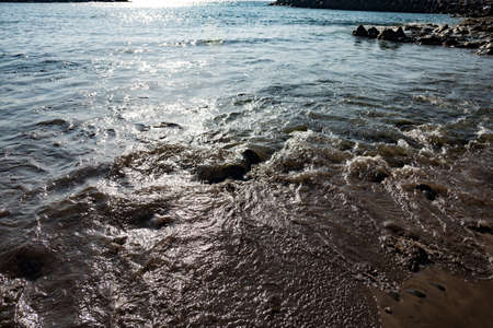 Sunset over sea in Spain in late summerの写真素材