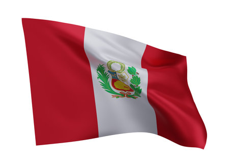 3d illustration flag of Republic of Peru. Peruvian high resolution flag isolated against white background. 3d renderingの写真素材