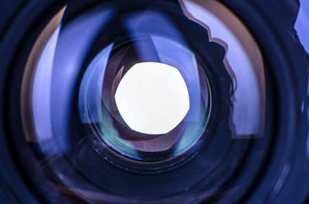 iris of a lens with many reflectionsの写真素材