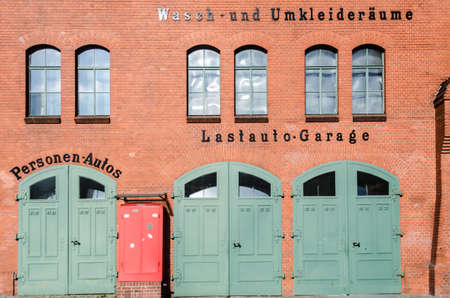 vintage front of house buildt with bricksの写真素材