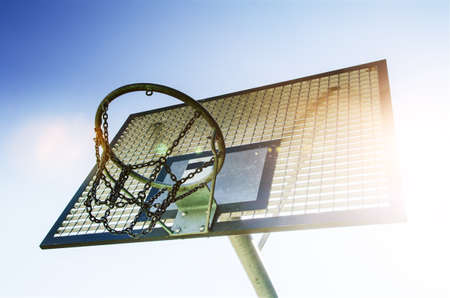basketball basket with back lighting and lense flares
