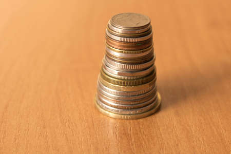 A stack of coins on the table