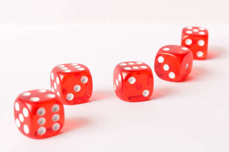 Dice on a white background . Game concept. Games of chance.の写真素材