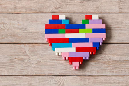 Multi-colored plastic construction set. Children's educational games.の写真素材