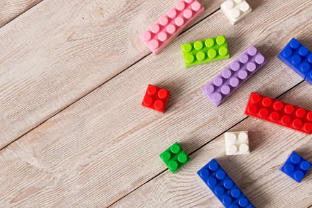 Multi-colored plastic construction set. Children's educational games.