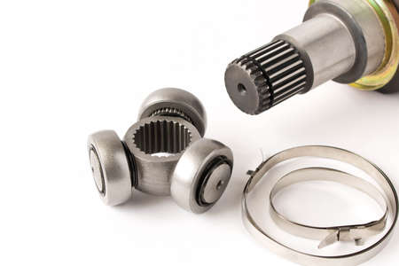 New spare parts for cars. The elements of the constant velocity joint. Isolated on white backgroundの写真素材