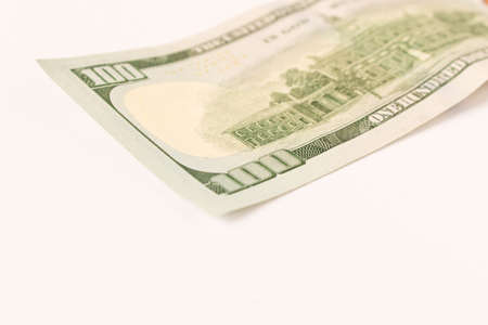 100 dollar bill. Isolated on white background. Selective focus