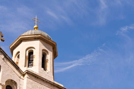 Church against the blue sky. Cator.Old town. Montenegro