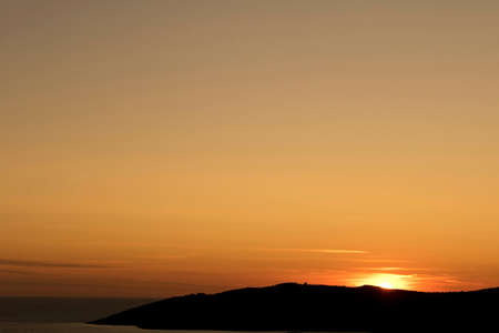 Colorful ocean sunset with the setting sun. Seascape at sunsetの写真素材