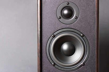 Audio speakers. Musical equipment. Close up. Selective focus