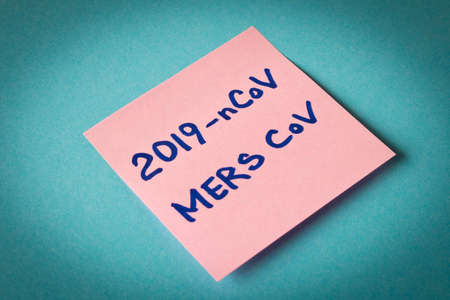 Coronavirus. Sticker with the inscription coronavirus on a blue background. The concept of virus...